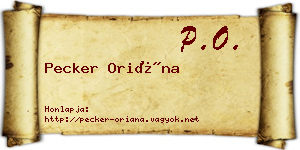 Pecker Oriána névjegykártya